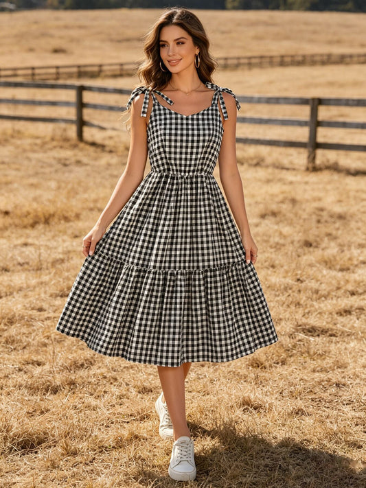 PLAID SMOCKED DRESS